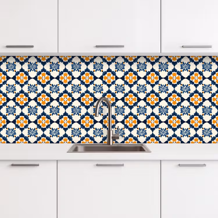 Keuken achterwand - Klassiek - Geometrisch - Blauw — 4