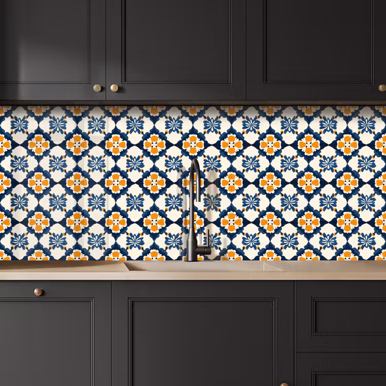 Keuken achterwand - Klassiek - Geometrisch - Blauw — 6