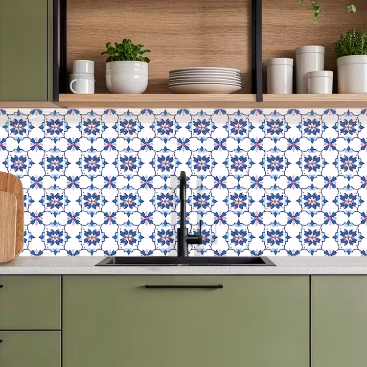 Keuken achterwand - Modern - Patroon - Blauw - Roze — 8