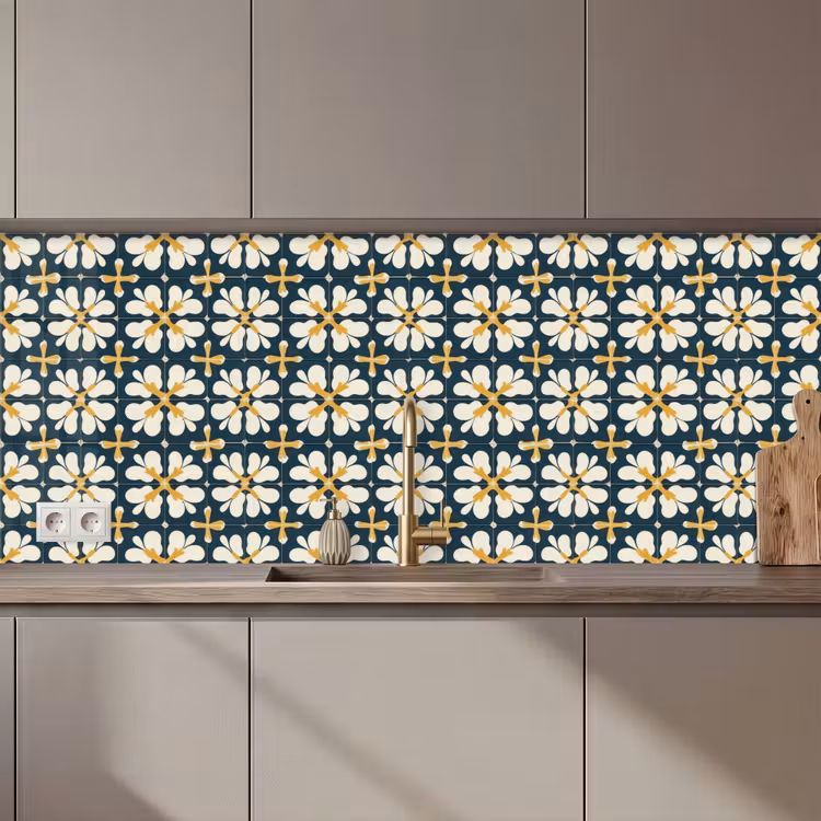 Keuken achterwand - Motief - Tegel - Okergeel — 1
