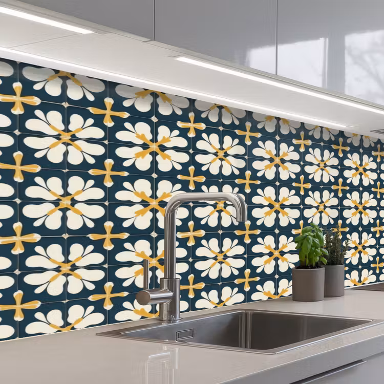 Keuken achterwand - Motief - Tegel - Okergeel — 2