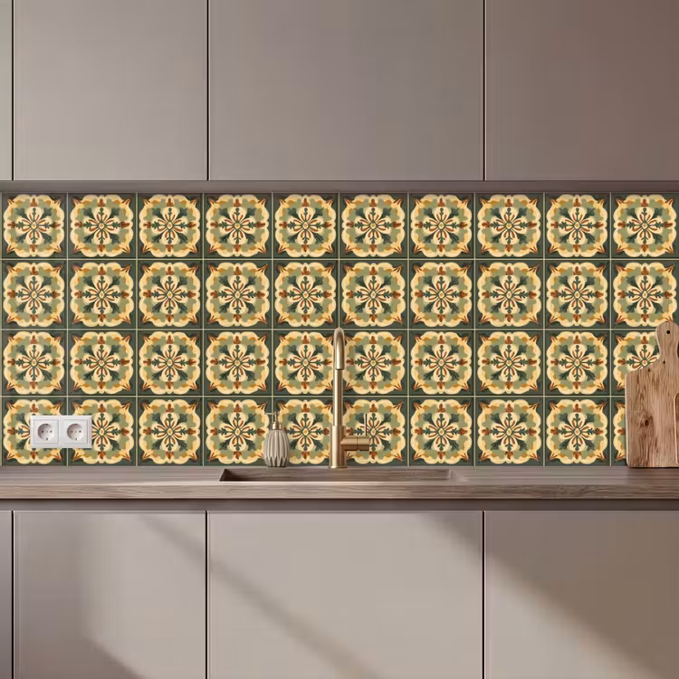Keuken achterwand - Ornament - Patroon - Groen — 1