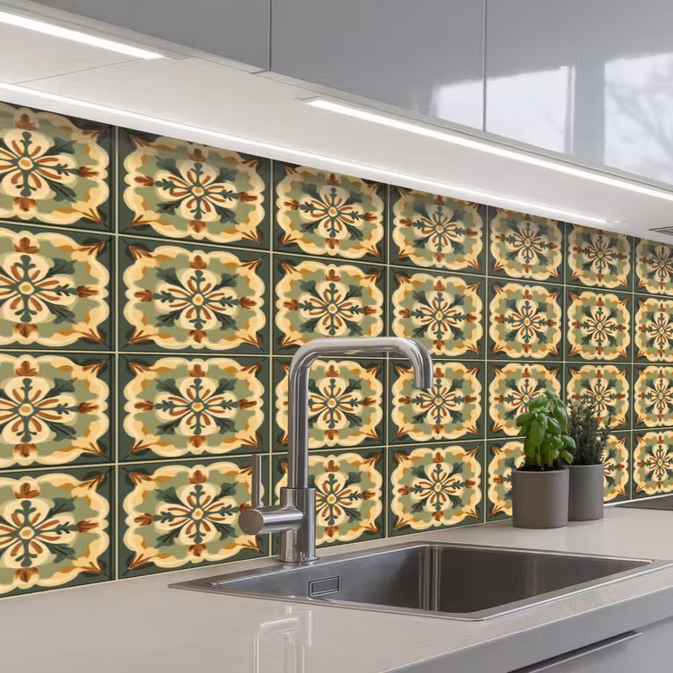 Keuken achterwand - Ornament - Patroon - Groen — 2