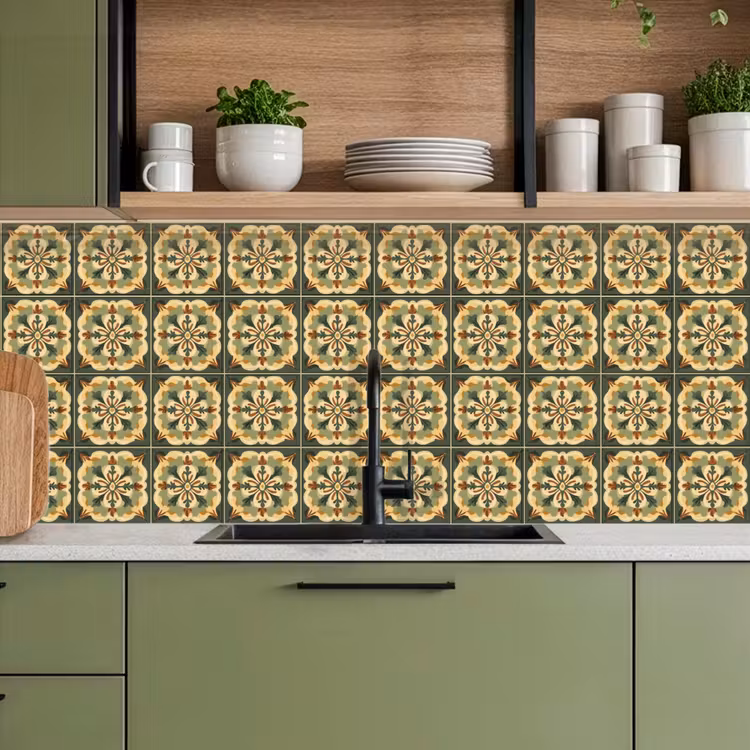 Keuken achterwand - Ornament - Patroon - Groen — 8