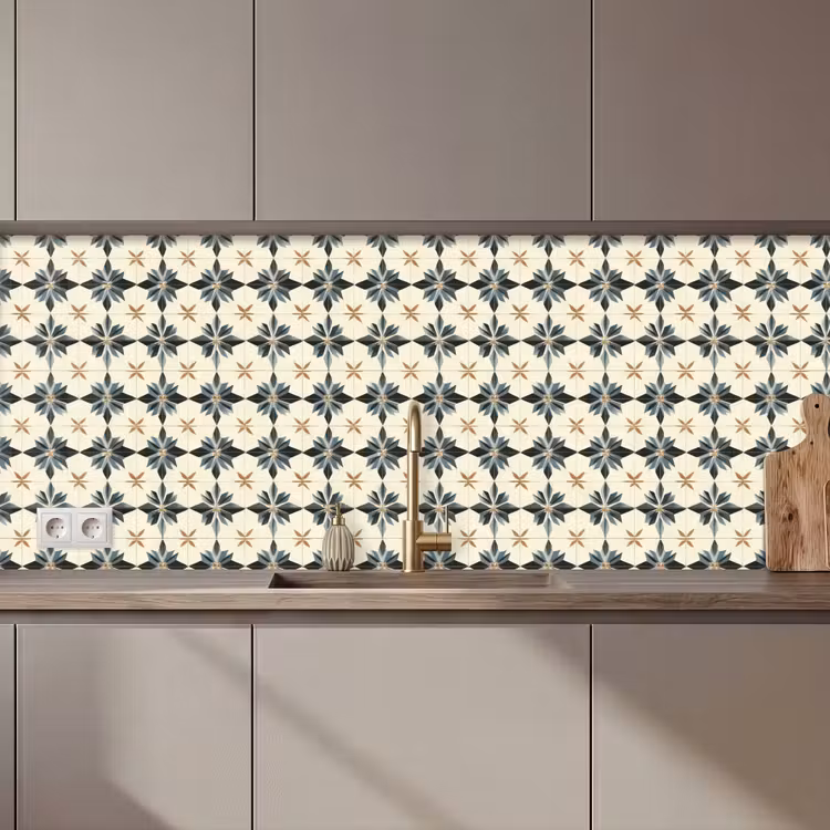 Keuken achterwand - Sierlijk - Ornament - Blauw — 1