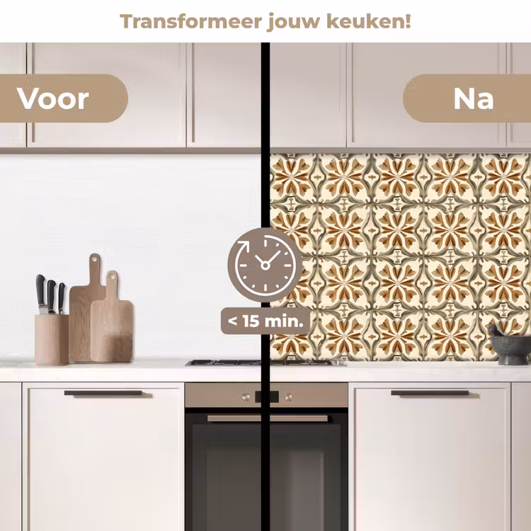 Keuken achterwand - Siertegel - Patroon - Bruin — 3