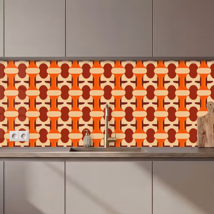 Keuken achterwand - Geometrisch - Retro - Oranje — 1