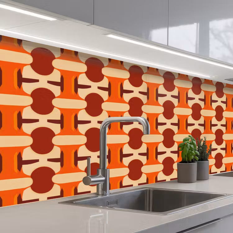 Keuken achterwand - Geometrisch - Retro - Oranje — 2