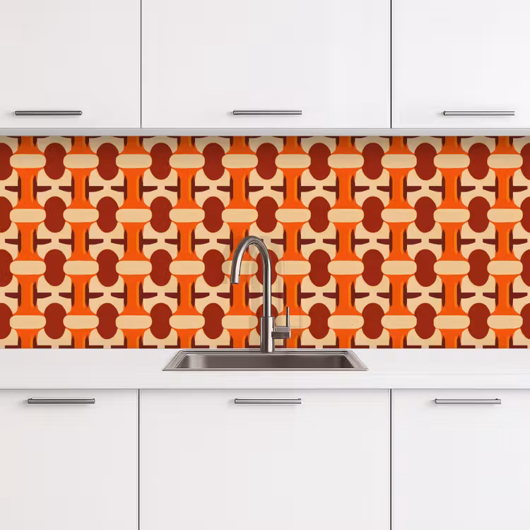 Keuken achterwand - Geometrisch - Retro - Oranje — 4
