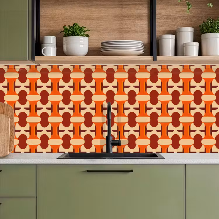 Keuken achterwand - Geometrisch - Retro - Oranje — 8