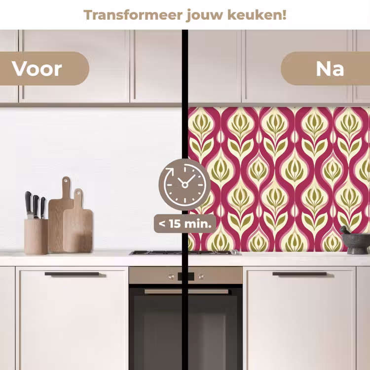 Keuken achterwand - Retro - Floraal - Paars — 3