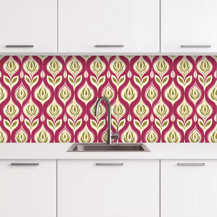 Keuken achterwand - Retro - Floraal - Paars — 4