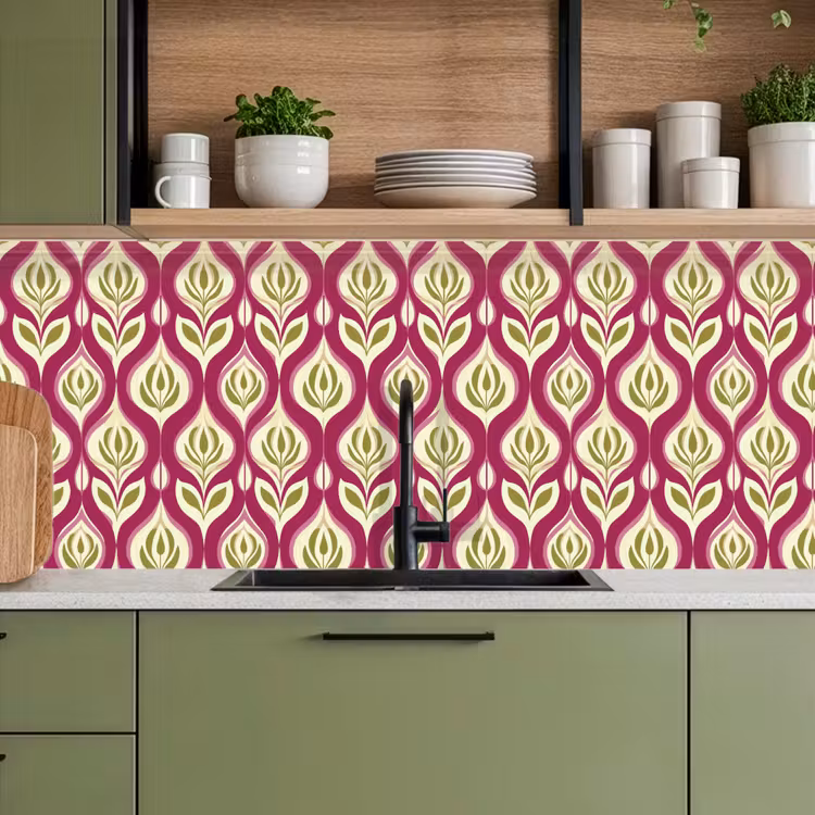 Keuken achterwand - Retro - Floraal - Paars — 8