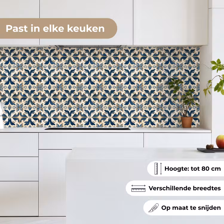 Keuken achterwand - Tegel - Patroon - Blauw - Beige — 7