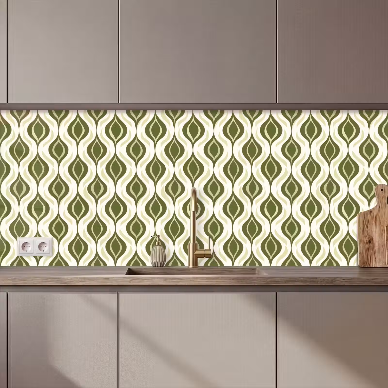 Keuken achterwand - Patroon - Retro - Groen — 1
