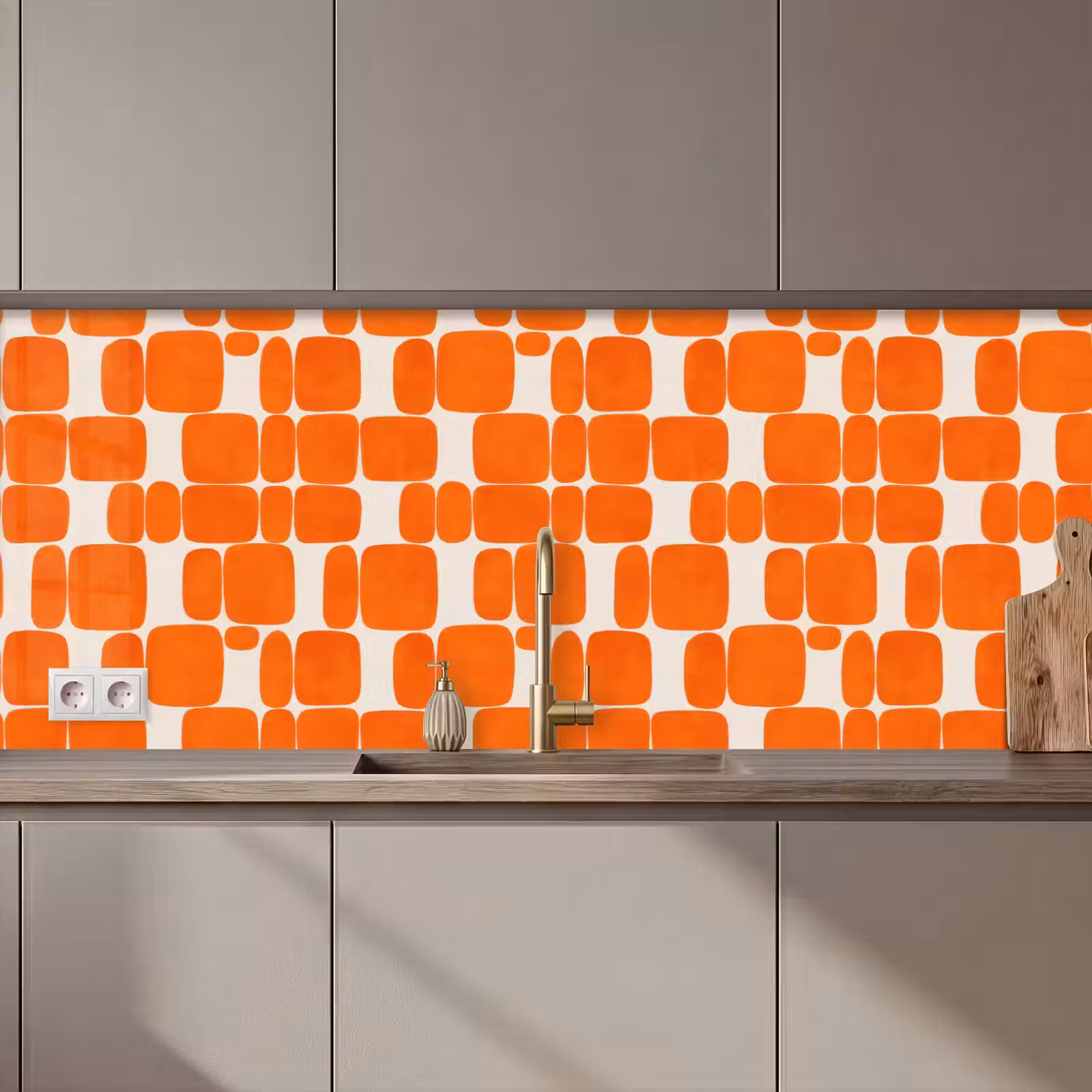 Keuken achterwand - Patroon - Retro - Oranje — 1