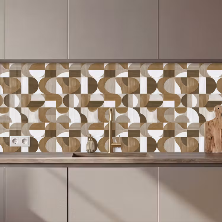 Keuken achterwand - Abstract - Retro - Bruin — 1