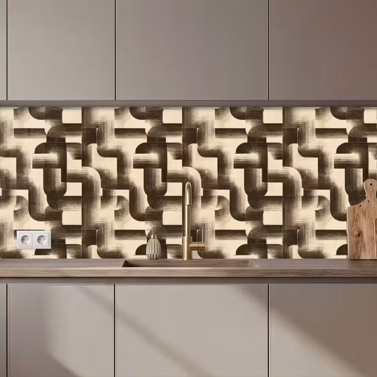 Keuken achterwand - Abstract - Retro - Zwart — 1