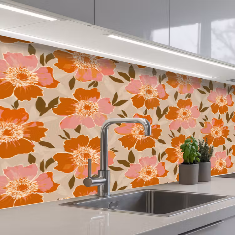 Keuken achterwand - Bloemen - Motief - Retro — 2
