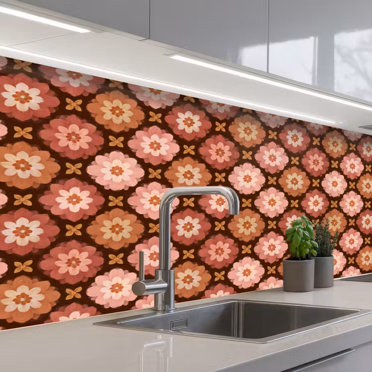Keuken achterwand - Geometrisch - Bloemen - Kleurrijk — 2
