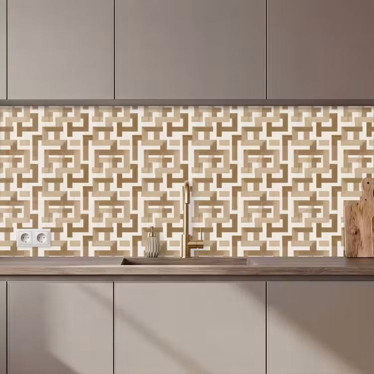 Keuken achterwand - Geometrisch - Retro - Bruin — 1