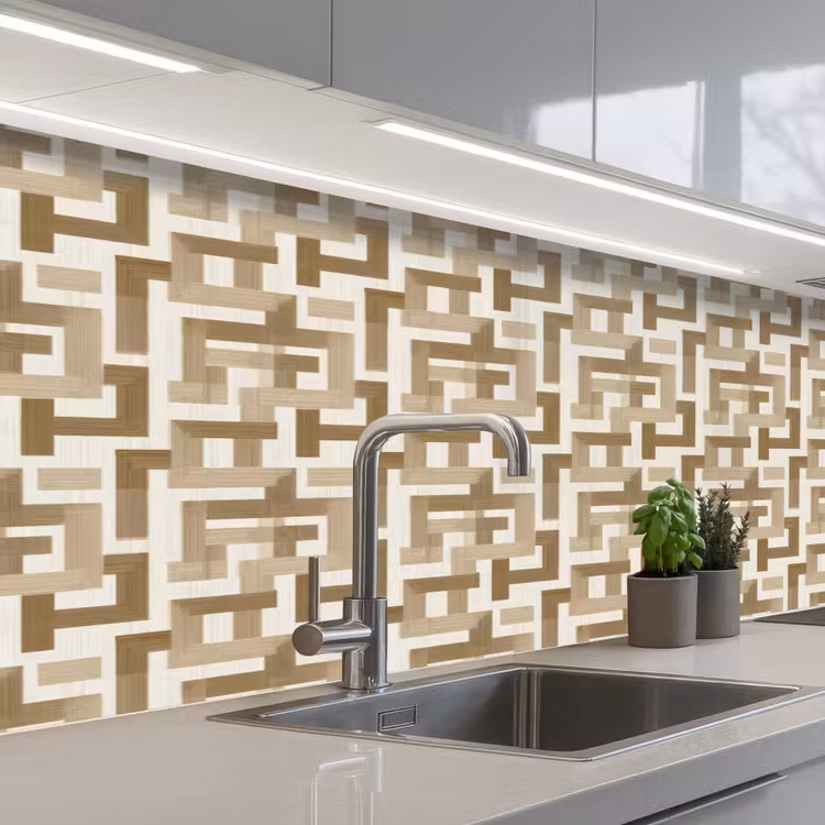 Keuken achterwand - Geometrisch - Retro - Bruin — 2