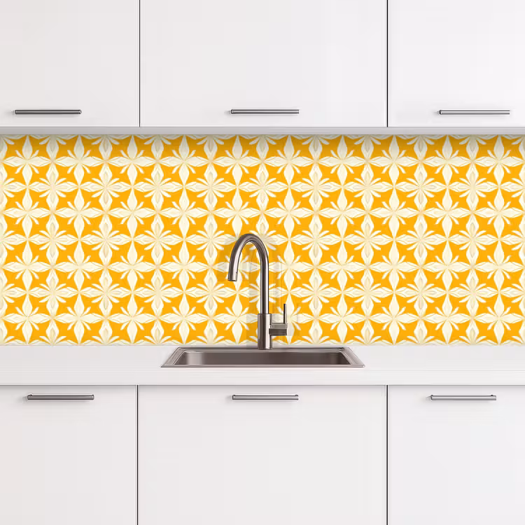 Keuken achterwand - Patroon - Retro - Geel — 4