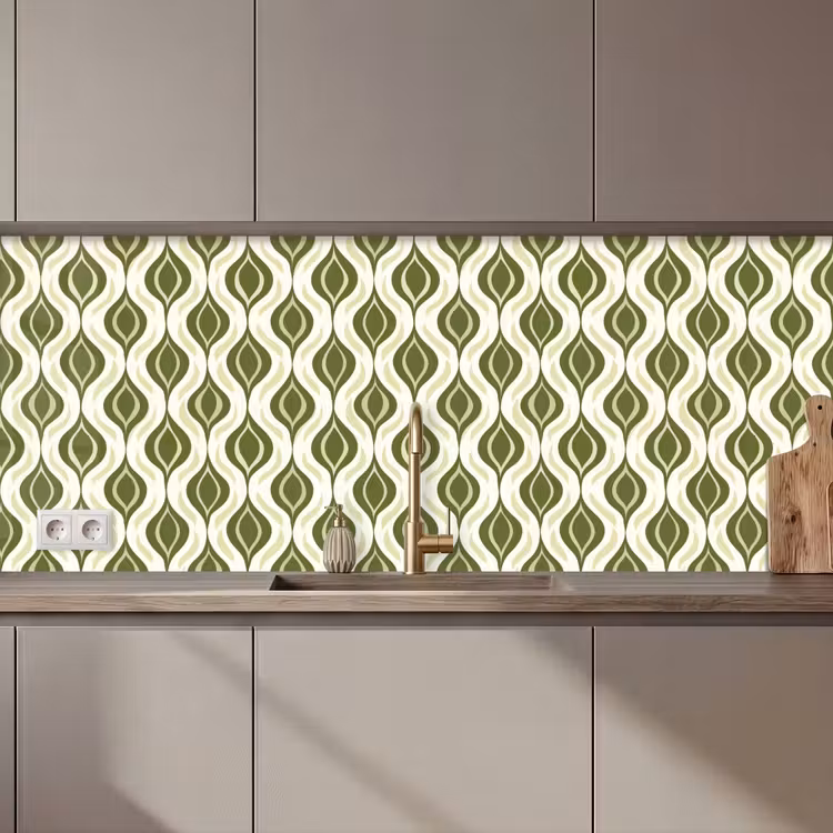 Keuken achterwand - Patroon - Retro - Groen — 1