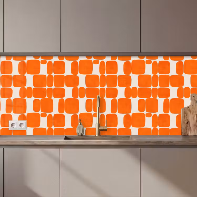 Keuken achterwand - Patroon - Retro - Oranje — 1