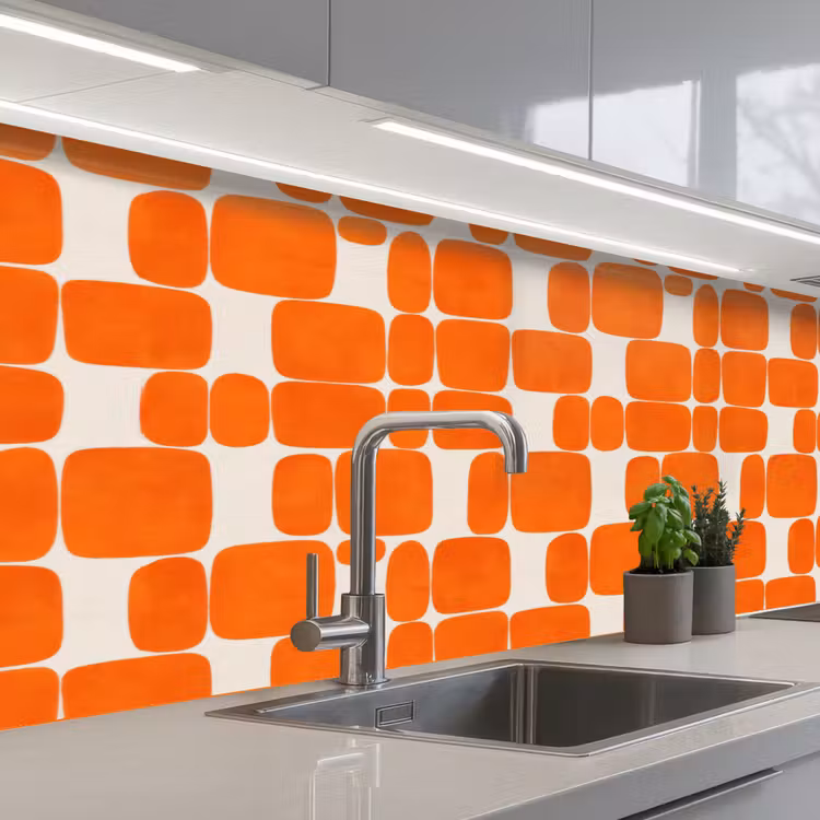 Keuken achterwand - Patroon - Retro - Oranje — 2