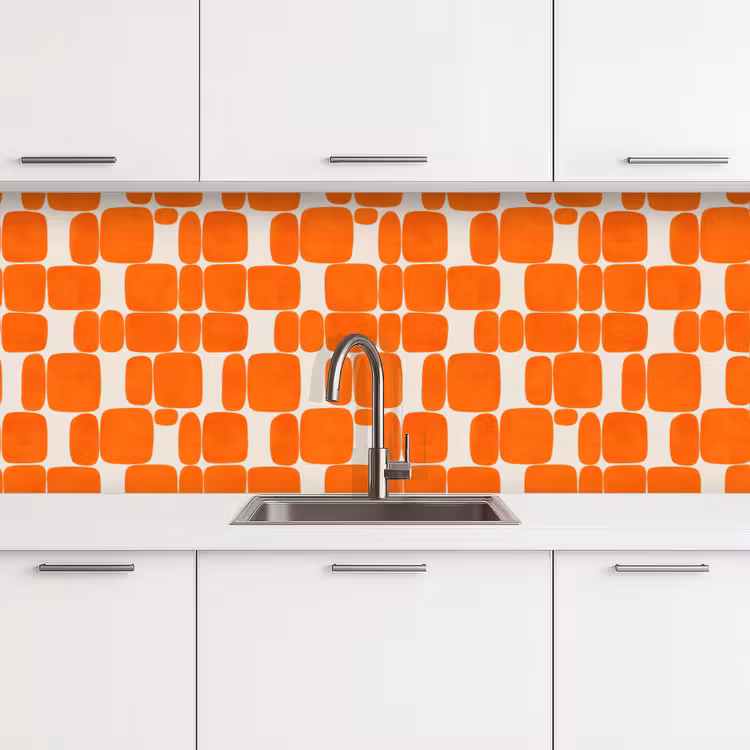Keuken achterwand - Patroon - Retro - Oranje — 4