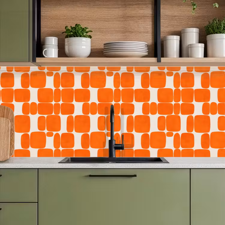 Keuken achterwand - Patroon - Retro - Oranje — 8