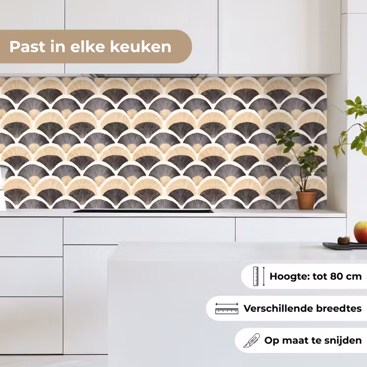 Keuken achterwand - Waaier - Patroon - Zwart - Beige — 7