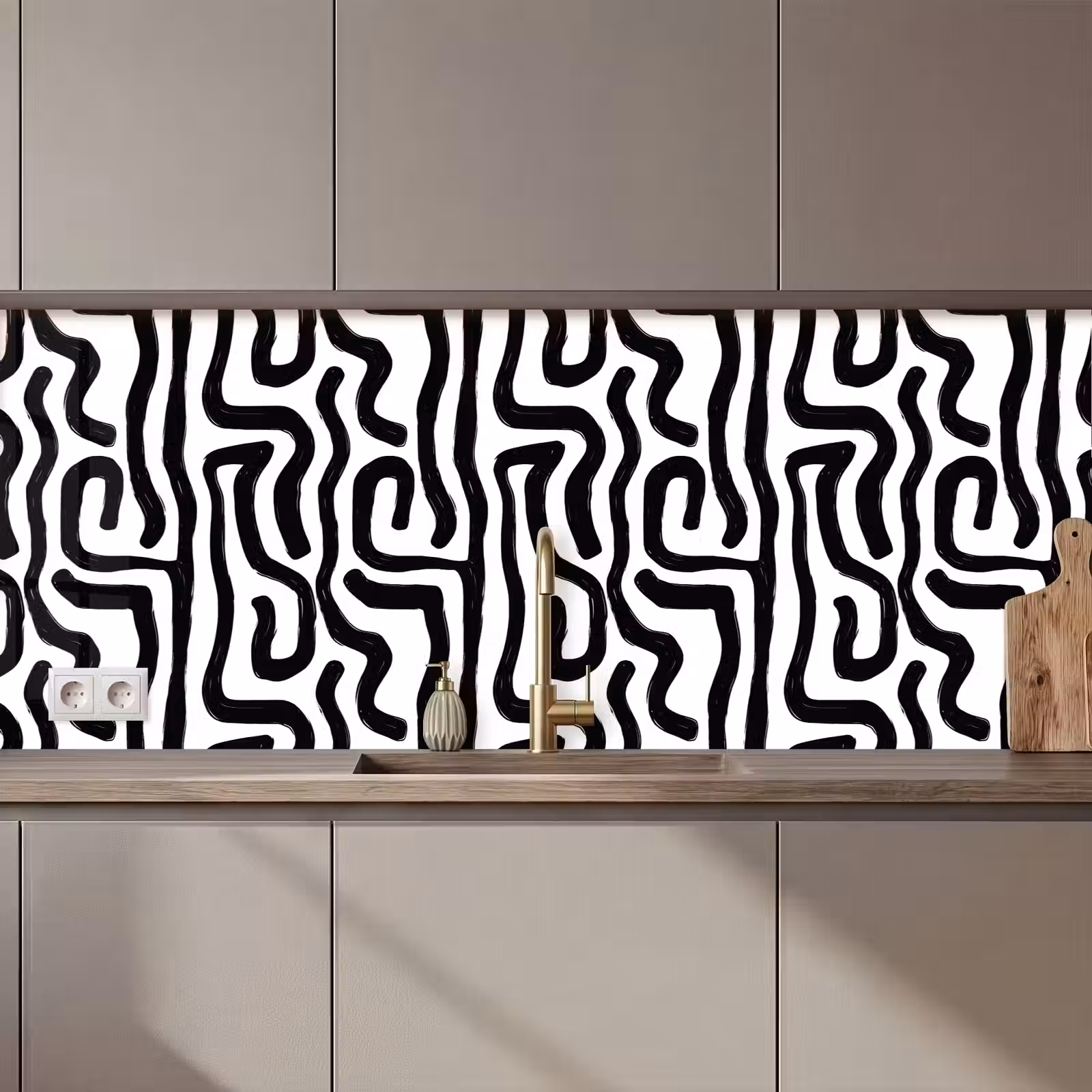 Keuken achterwand - Modern - Lijnen - Zwart — 1