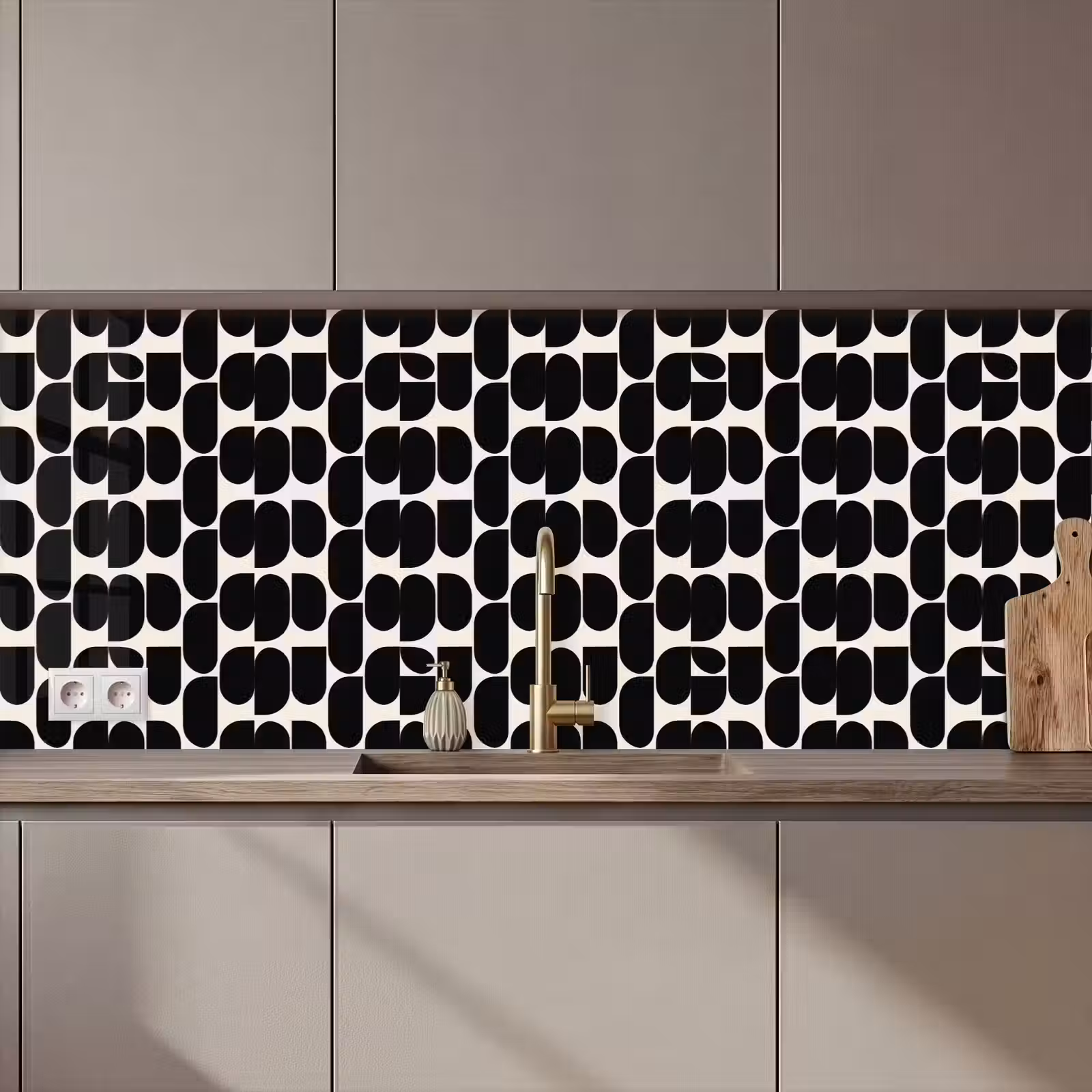 Keuken achterwand - Modern - Patroon - Zwart — 1