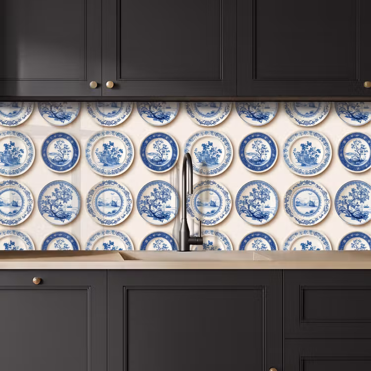 Keuken achterwand - Borden - Bomen - Planten - Blauw — 6