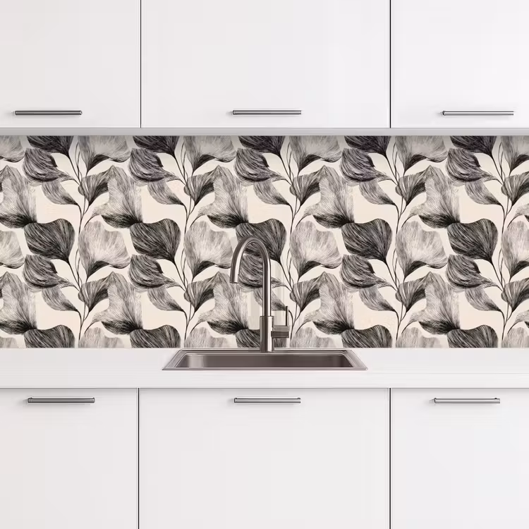 Keuken achterwand - Botanisch - Bladeren - Zwart — 4