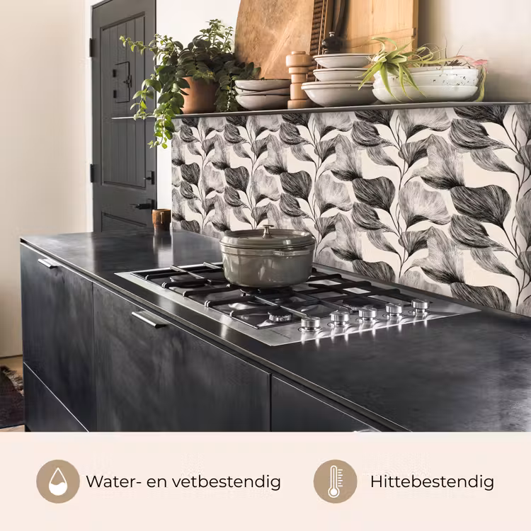 Keuken achterwand - Botanisch - Bladeren - Zwart — 5