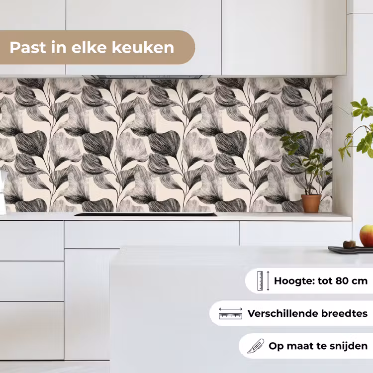 Keuken achterwand - Botanisch - Bladeren - Zwart — 7