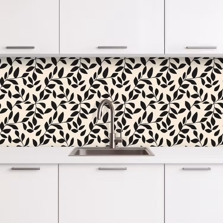 Keuken achterwand - Elegant - Patroon - Zwart - Beige — 4