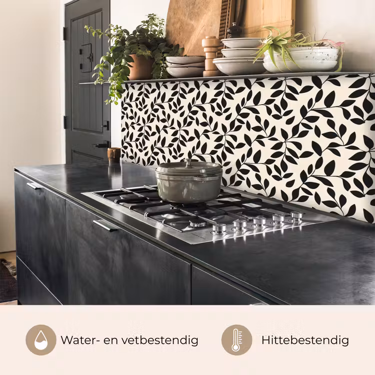 Keuken achterwand - Elegant - Patroon - Zwart - Beige — 5
