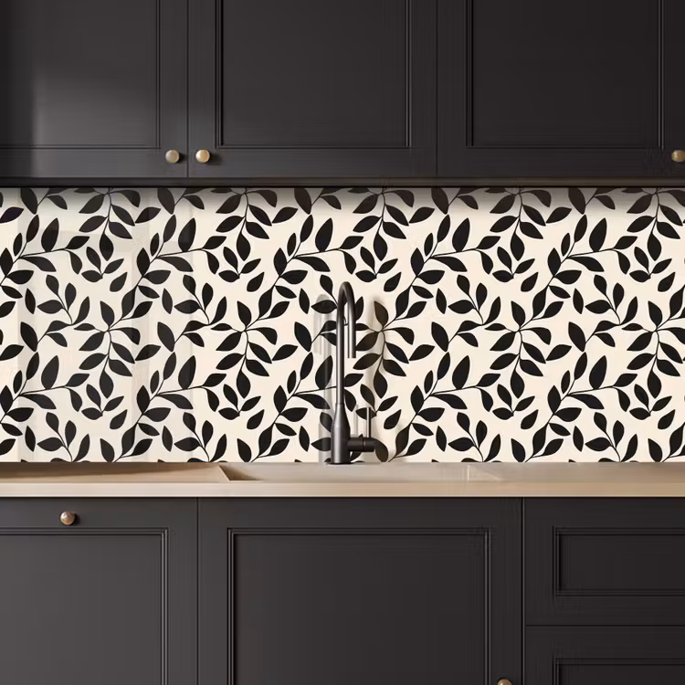 Keuken achterwand - Elegant - Patroon - Zwart - Beige — 6
