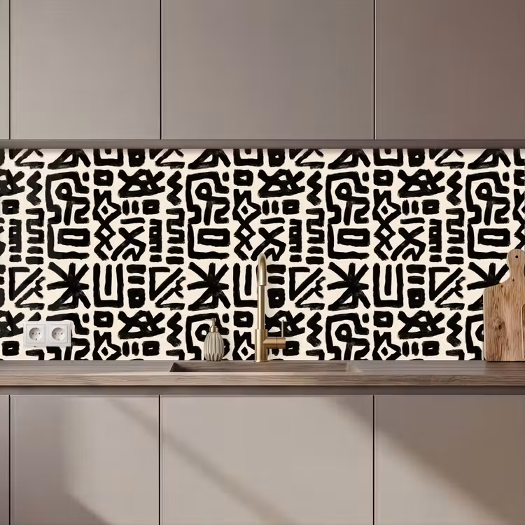 Keuken achterwand - Geometrisch - Figuren - Zwart — 1