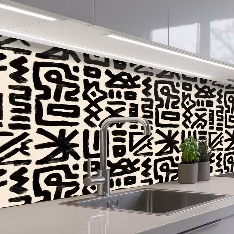 Keuken achterwand - Geometrisch - Figuren - Zwart — 2