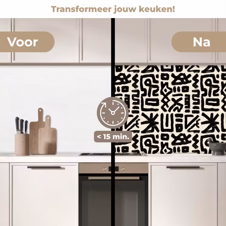 Keuken achterwand - Geometrisch - Figuren - Zwart — 3