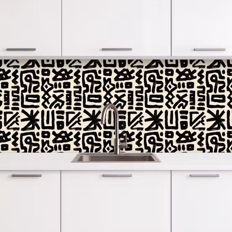 Keuken achterwand - Geometrisch - Figuren - Zwart — 4