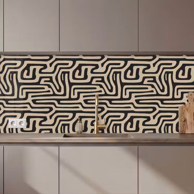 Keuken achterwand - Grafisch - Lijnen - Zwart — 1