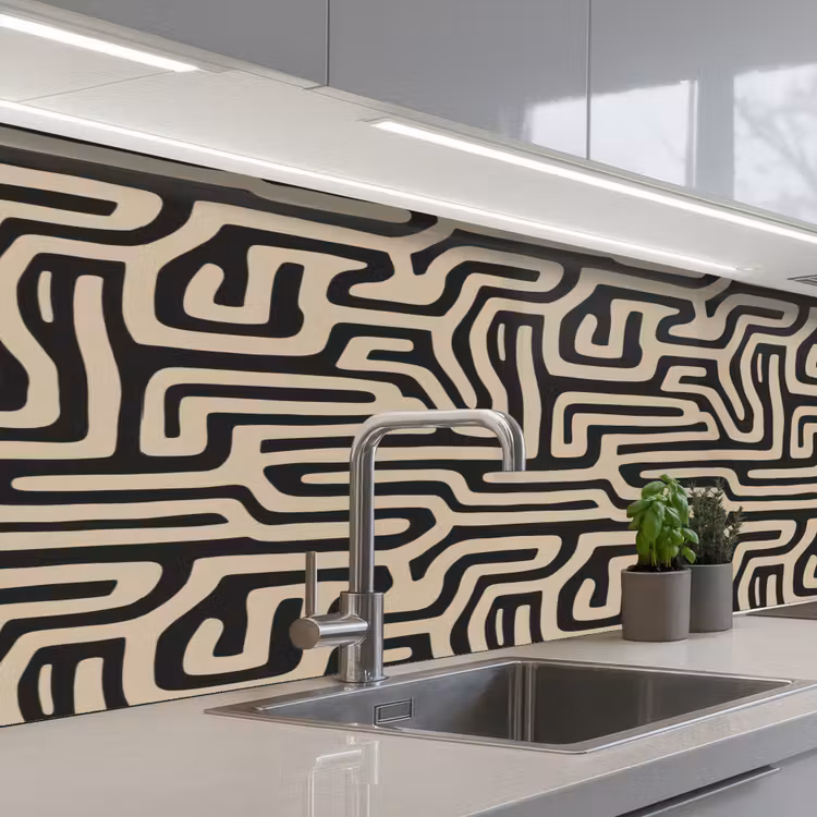 Keuken achterwand - Grafisch - Lijnen - Zwart — 2