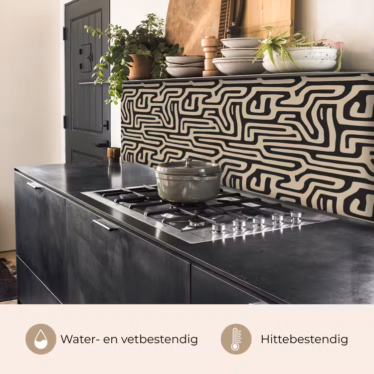 Keuken achterwand - Grafisch - Lijnen - Zwart — 5