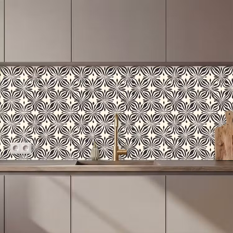 Keuken achterwand - Grafisch - Patroon - Zwart — 1